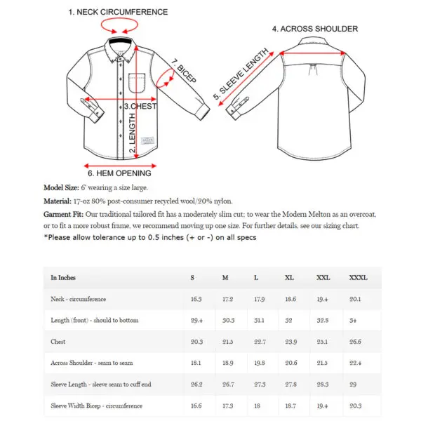 Mens Modern Melton Fit
