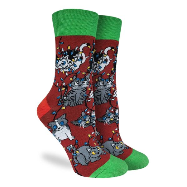 Good Luck Sock Wo Xmas Light Cats